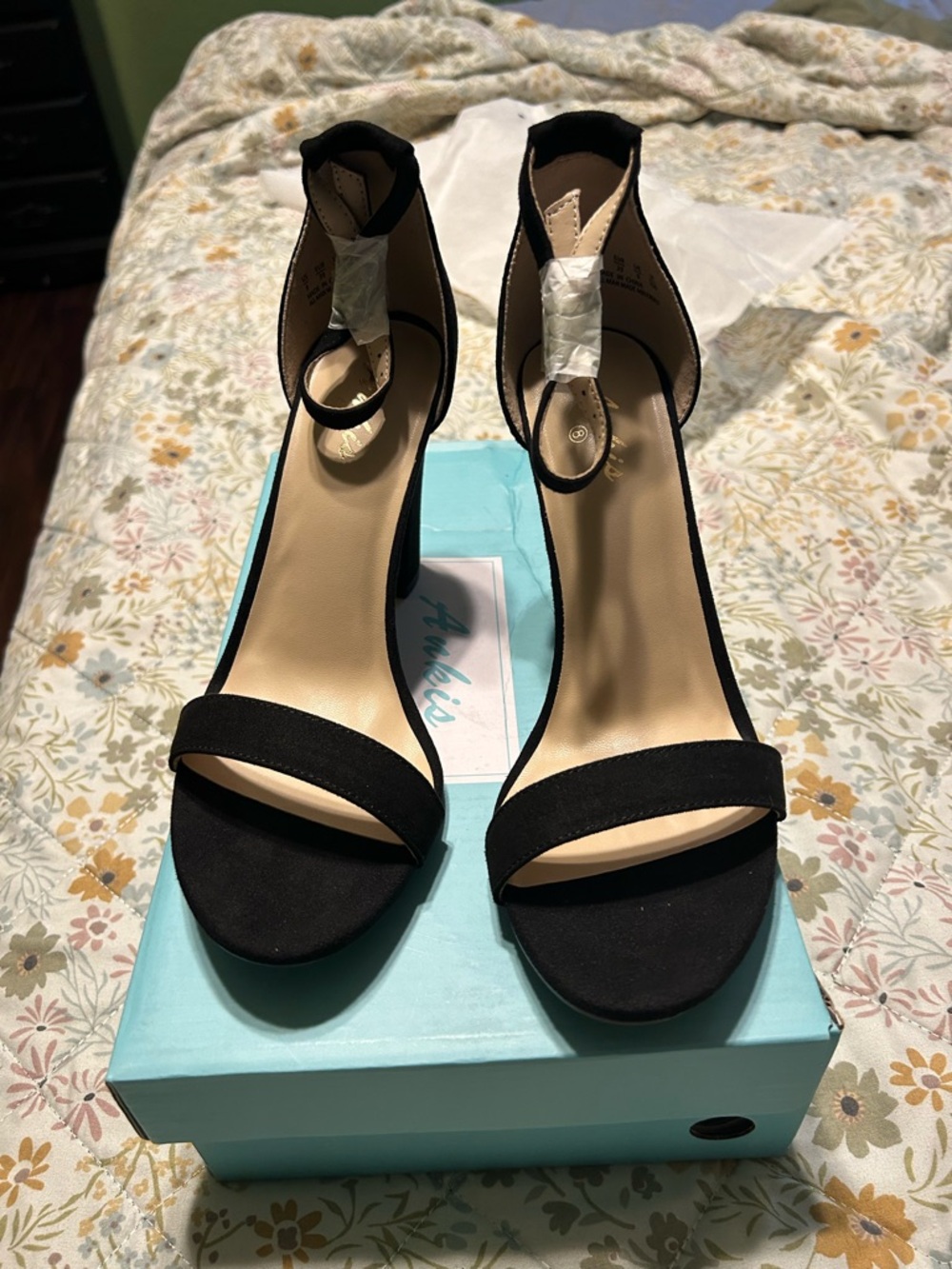 Black Ankle-Strap Women's Heeled Sandals